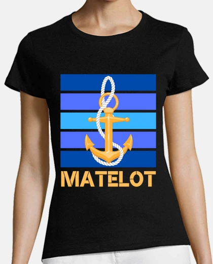 Tee-shirt matelot ancre bleu et orange