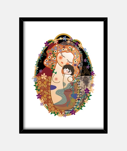 Framed maternity klimt style kokeshi