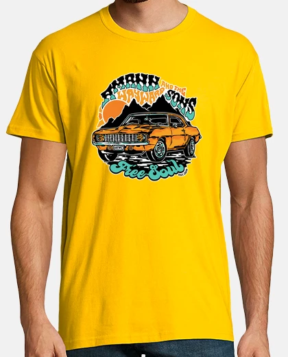 Tee-shirt matt , homme, manches courtes, jaune moutarde, qualité extra
