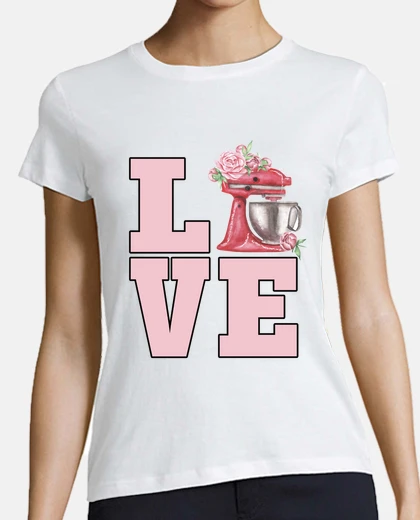 Playera me encanta hornear lindo amante de la cocina pastelero acuarela