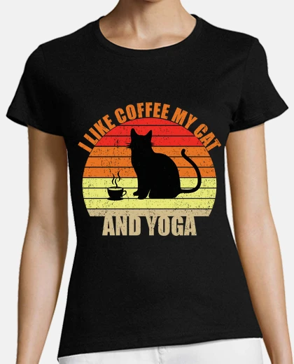 Playera me gusta el cafe mi gato y el yoga