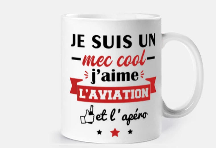 Mug Mec cool aviation, avion, pilote