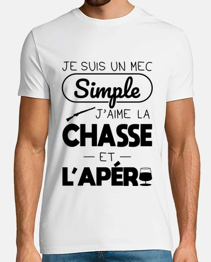 Tee-shirt Mec simple aime la chasse et apéro