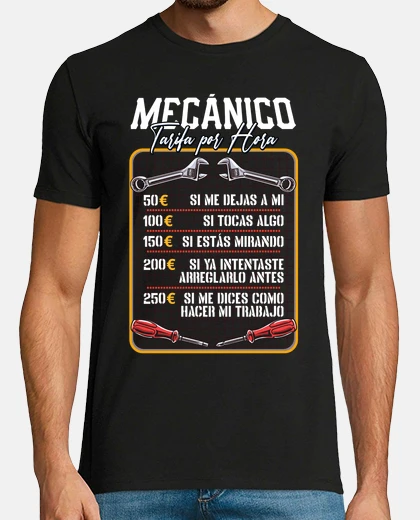 Tee-shirt mécanicien taux horaire atelier voitures cadeau métier