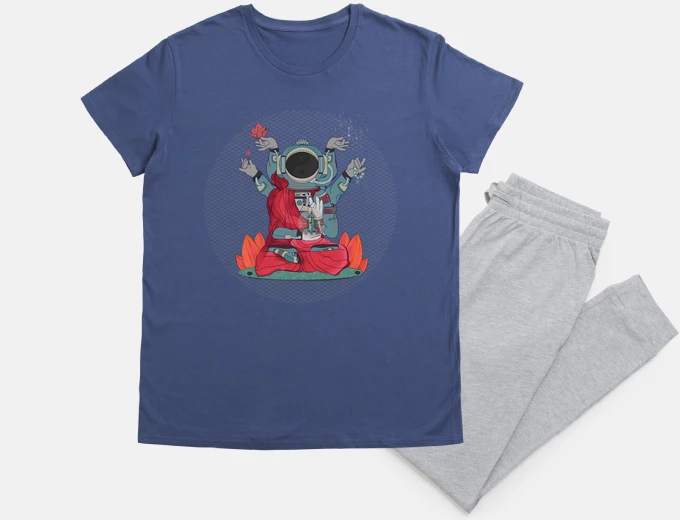 Pajama meditating astronaut buddha