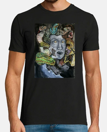 Tee-shirt medusa, homme, manches courtes, noir, qualité extra