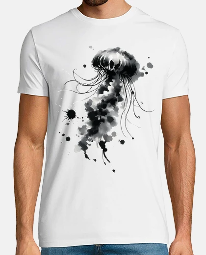Tee-shirt méduse coup de pinceau japonais sumie