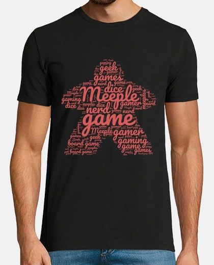 T-shirt meeple rosso gioco da tavolo geek parol
