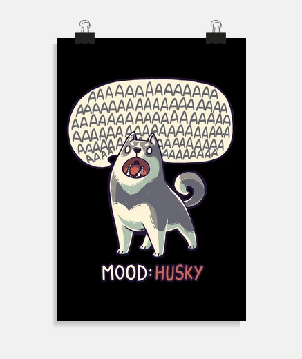 Poster meme di cane husky di umore che ulula