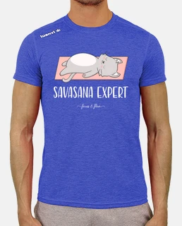 men&#39;s sports t shirt cat yoga savasana expert