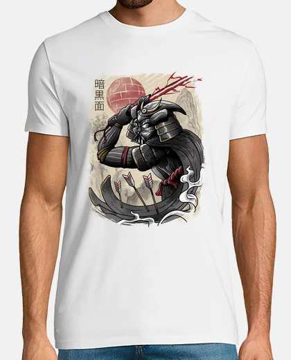 T-shirt mens camicia da samurai scura