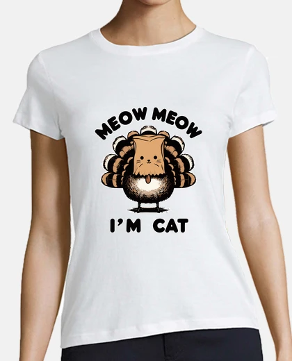 Playera meow im cat funny retro turkey thanksgi