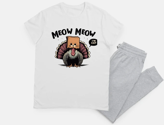 Pyjama Meow im cat funny turkey thanksgiving