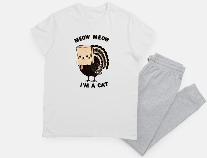 Pyjama Meow im cat funny vintage turkey thanks