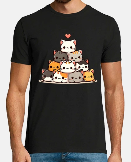 Tee-shirt Meowtain chats pile chibi femmes filles