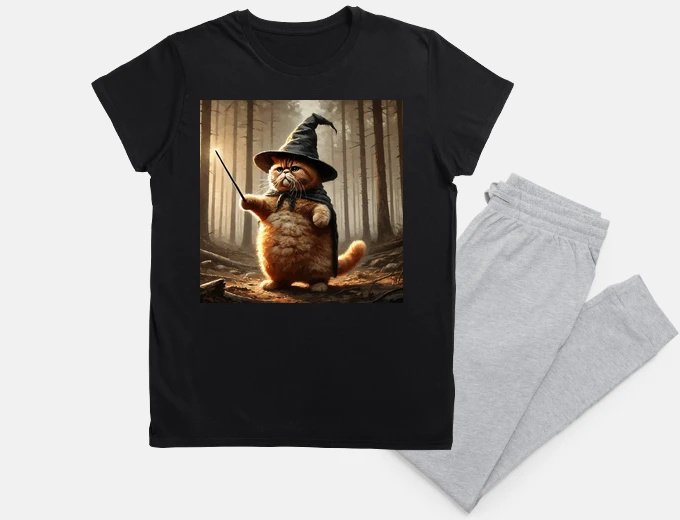 Pyjama Meowzard Cat Wizard Funny Halloween