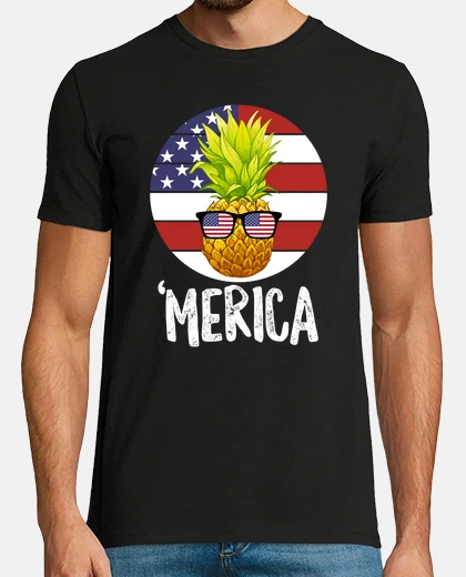 Tee-shirt Merica Cute Pineapple Wearing Sunglasses America USA Flag 4th of July Celebration Gift for Kids Boys