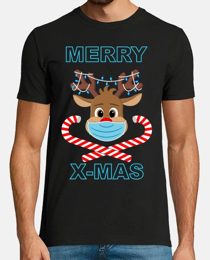 T-shirt merry christ più rudolph blue