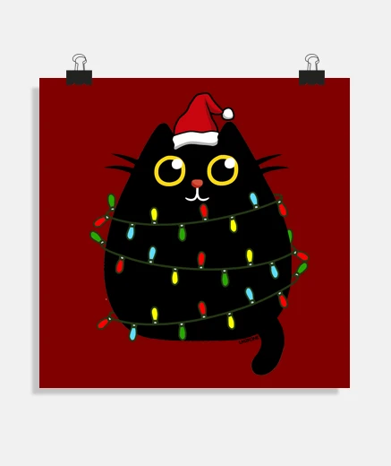 Poster merry christmas cute cat