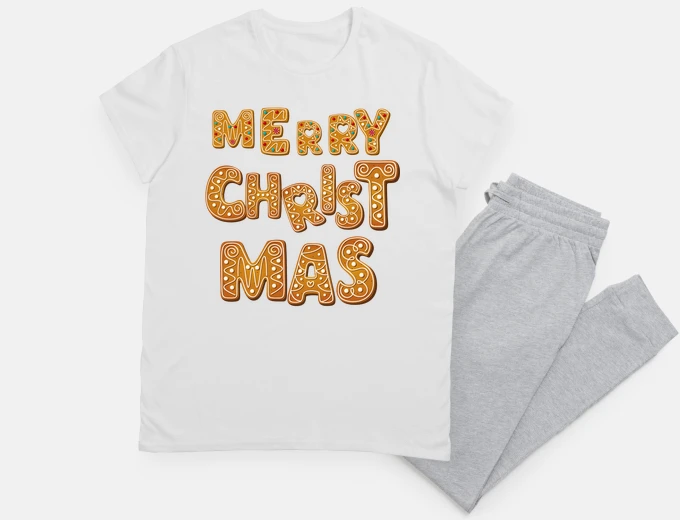 Pajama Merry Christmas Gingerbread Letters