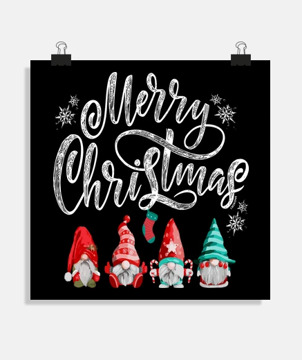 Poster merry christmas gnomes