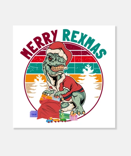 Stampa Merry Rexmas Christmas TRex