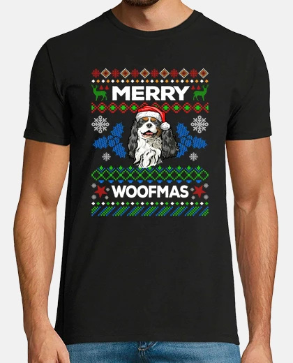 T-shirt merry woofmas brutto cavalier king charles spaniel