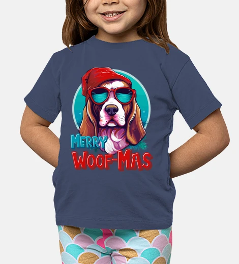 Kids Merry Woofmas Funny Basset Dog
