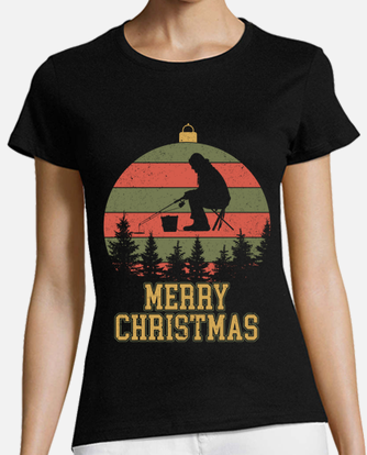 Merry christmas ice fishing xmas tree t-shirt