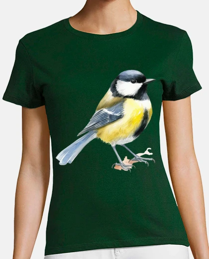 Tee-shirt mesange bleue charbonnière oiseau col en V 
