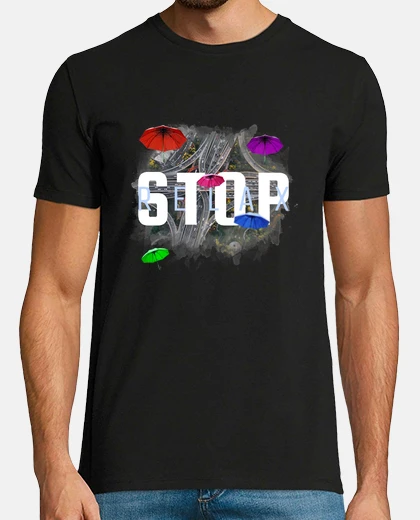 T-shirt messaggio ispiratore e ombrelli art