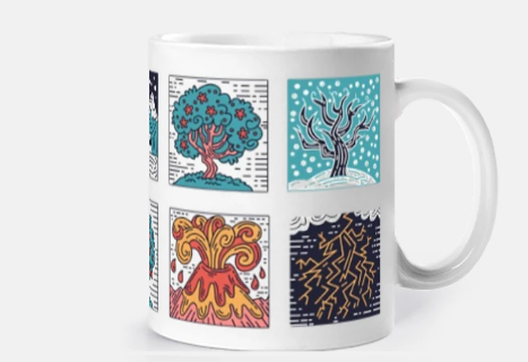 Mug météo bulletin metéorologique tasse café thé croissants tisane infusion lait cacao