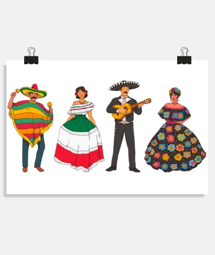 Poster mexique mariachis costumes tradition affiche chambre decoration poster 