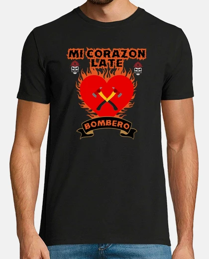 Playera mi corazon late bombero, regalo para un bombero que ama su profesion