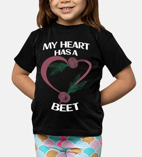 Ropa mi corazón tiene un diseño de remolacha camiseta para niños, niños, pequeños