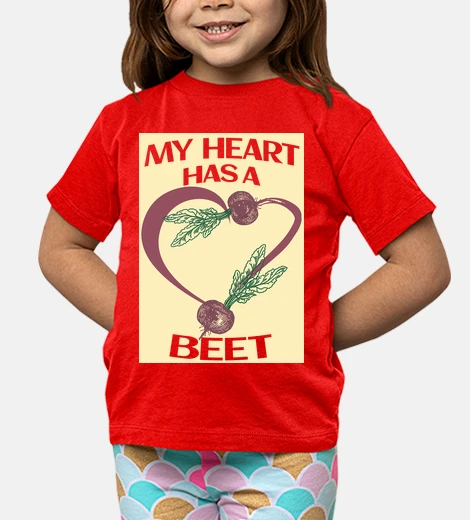 Ropa mi corazón tiene un diseño de remolacha camiseta para niños, niños, pequeños