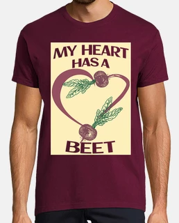 mi corazón tiene un diseño de remolacha camiseta de los hombres
