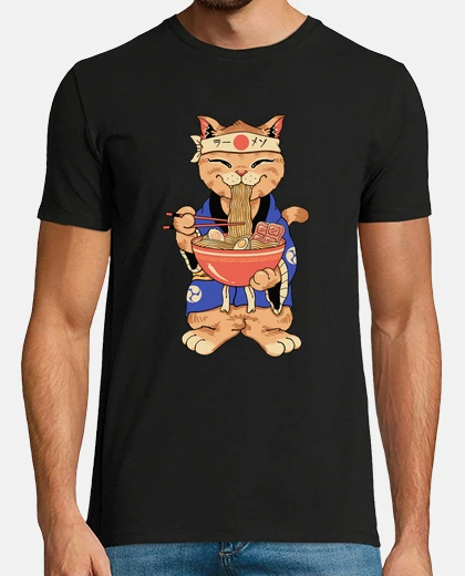 T-shirt miagolio di ramen in piedi
