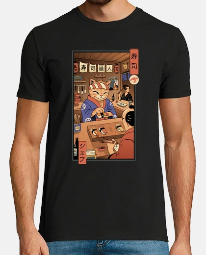 T-shirt miagolio di sushi