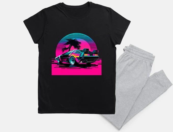 Pijama Miami Synthwave Delorean