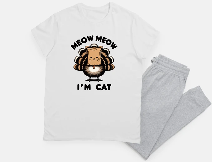 Pyjama miaou je suis un chat drôle rétro dinde
