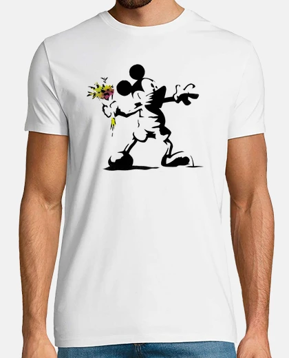 Camiseta Mickey Flower Thrower - Banksy Style