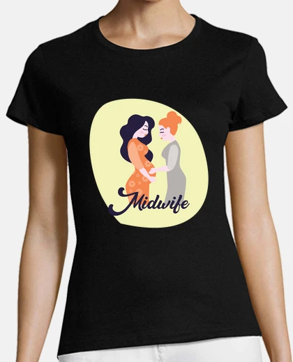 T-shirt midwife with pregnant wife gift thank you