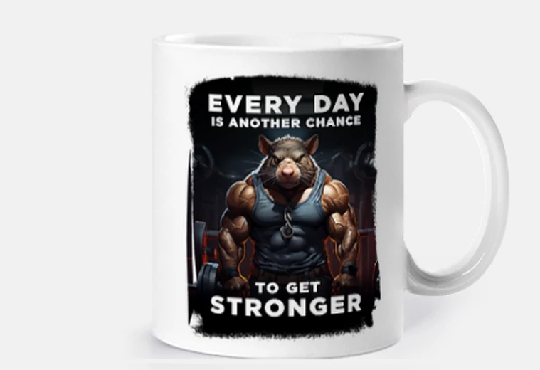 Cup Mighty Gym Rat Empowering Fitness Illustration
