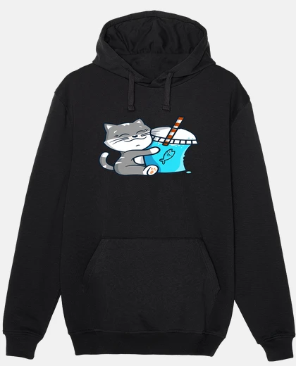 Sweat mignon petit chat avec un milkshake