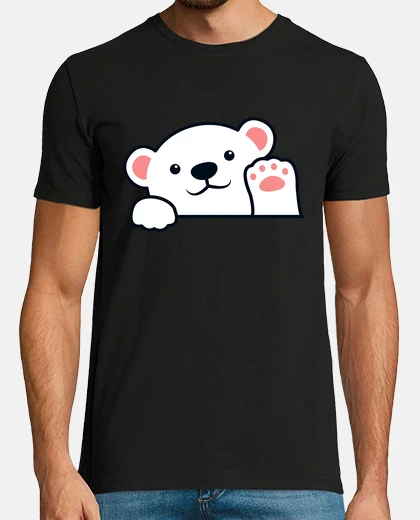 Tee-shirt mignon petit ours blanc qui salue