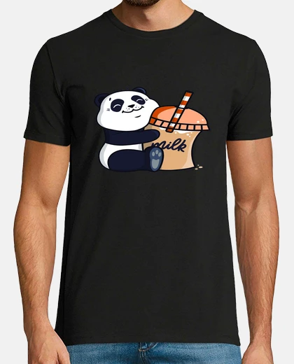 Tee-shirt mignon petit panda avec un milkshake