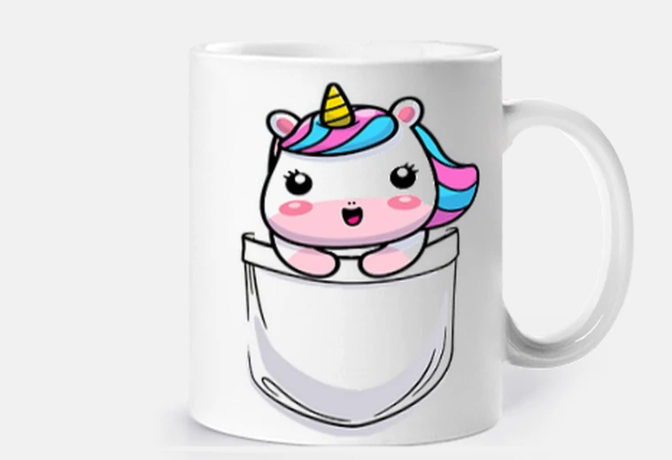 Mug mignonne petite licorne dans la poche
