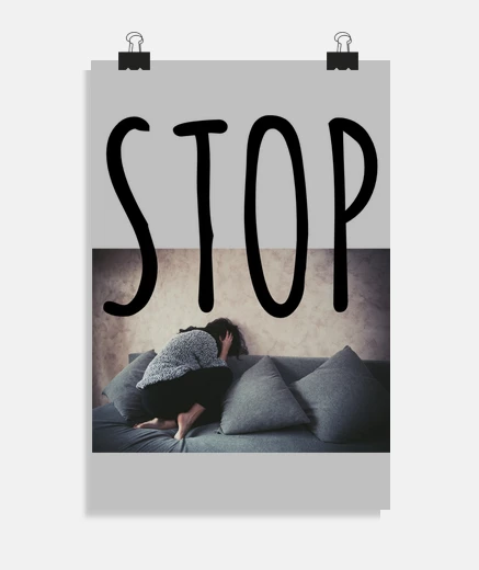 Poster militant and committed poster against violence against women, stop violence against women