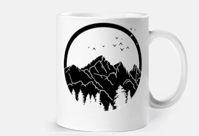 Cup minimalist mountains